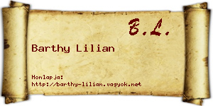 Barthy Lilian névjegykártya